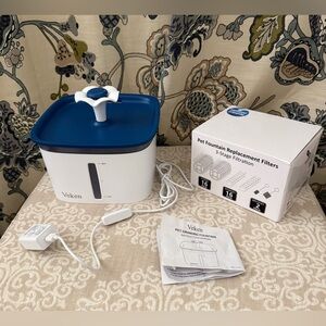 Veken Pet Fountain With Replacement Filters 3-Stage Filtration